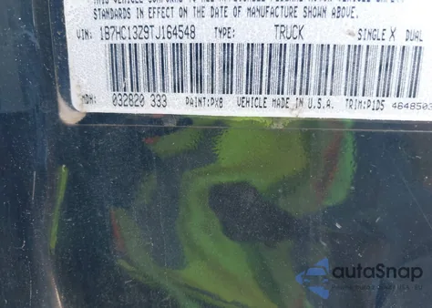 1996 Dodge Ram 1500 from USA, damaged, VIN 1B7HC13Z9TJ164548